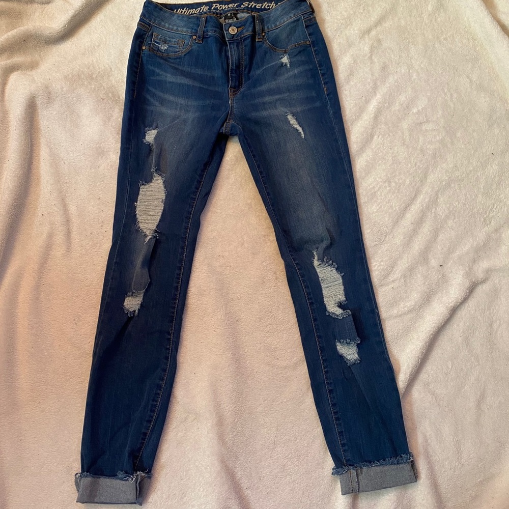 Ripped darker washed jeans